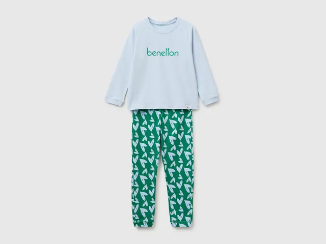 Benetton Pyjamas pigiama bimbo cotone logo taglia 7-8 anni