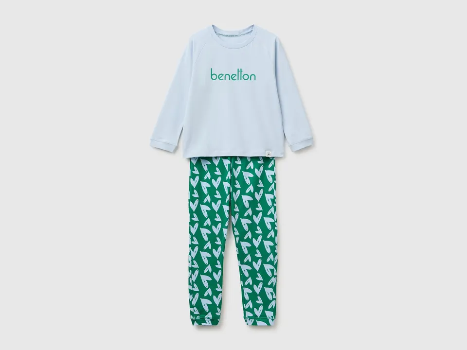 Benetton Pyjamas pigiama bimbo cotone logo taglia 7-8 anni