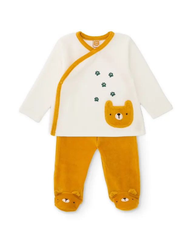 TucTuc Completi Neonato Senape in Maglia Orsetto