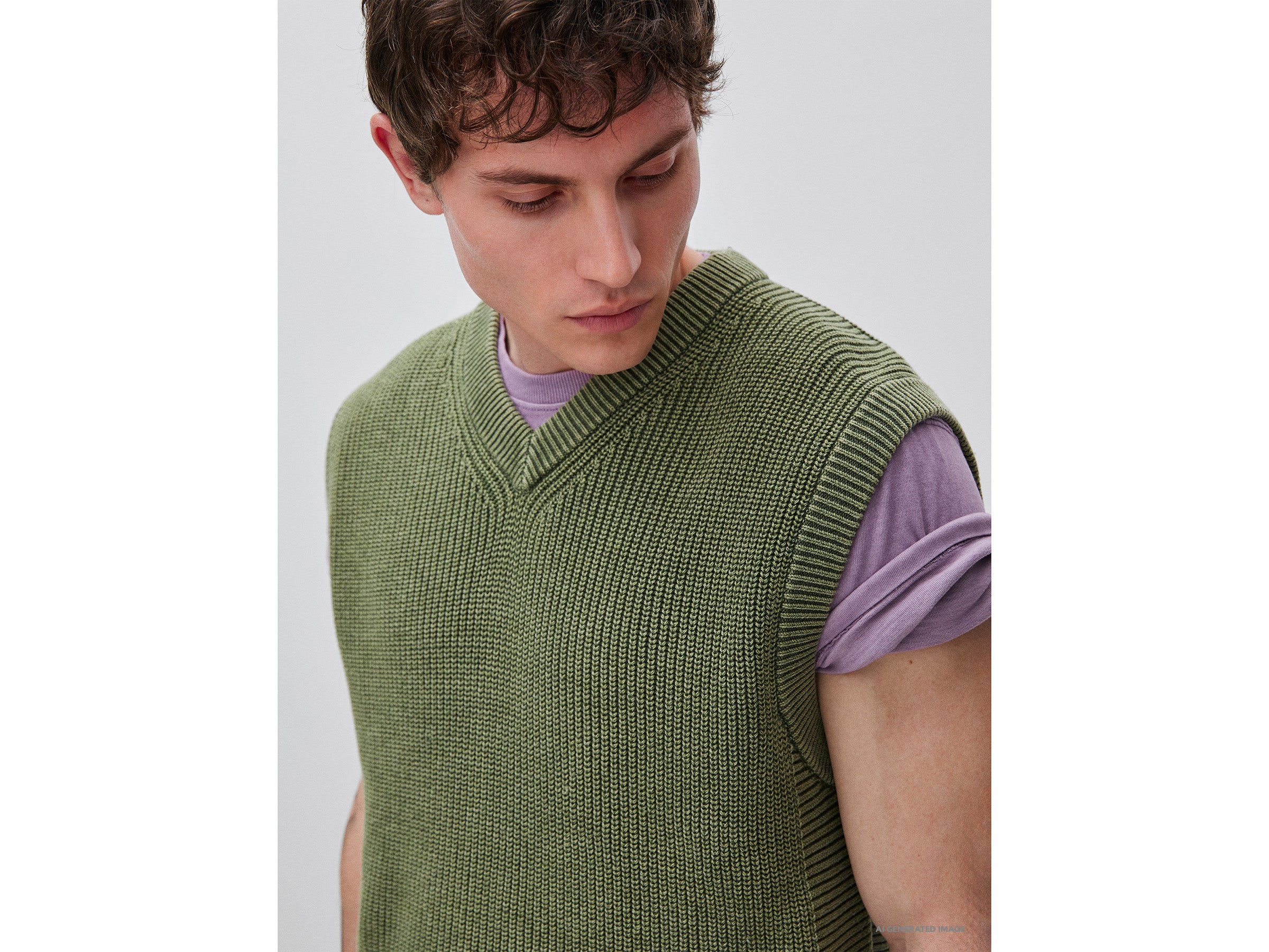 United Colors of Benetton Stone washed gilet cotone scollo V M