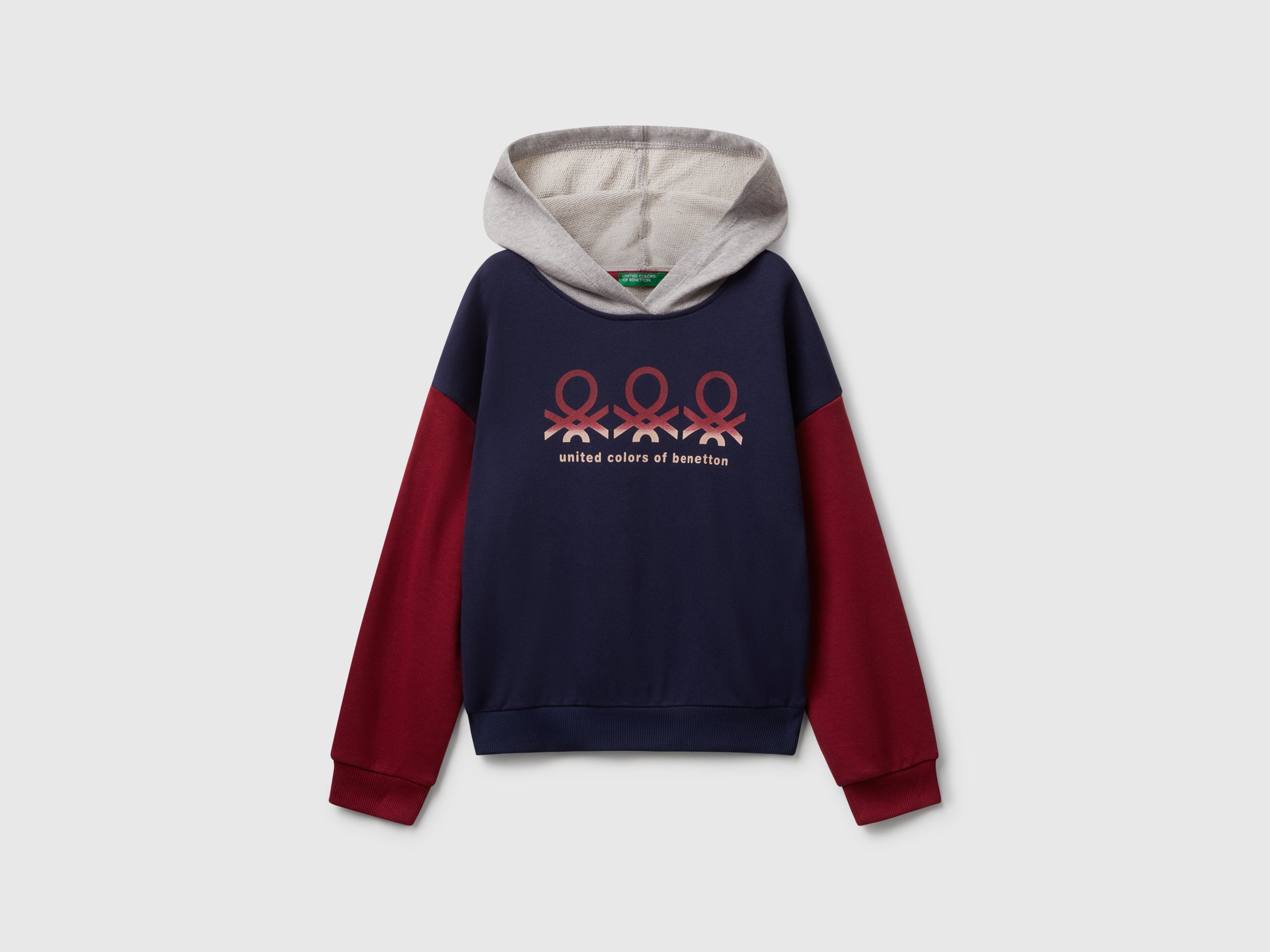 United Colors of Benetton Felpa con Cappuccio Cotone Stampa Logo
