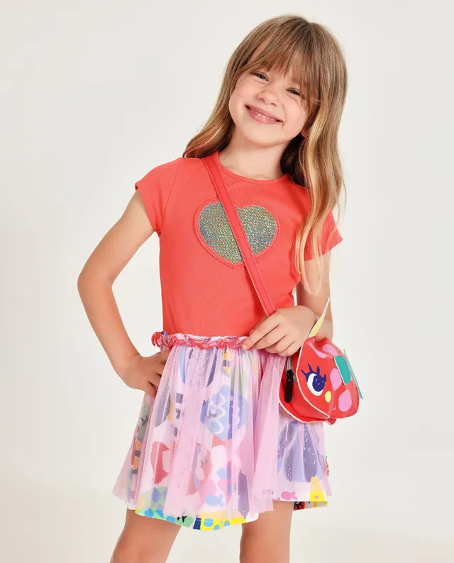 TucTuc Vestiti Vestito Maglia Bambina Rosso Cuore Paillettes