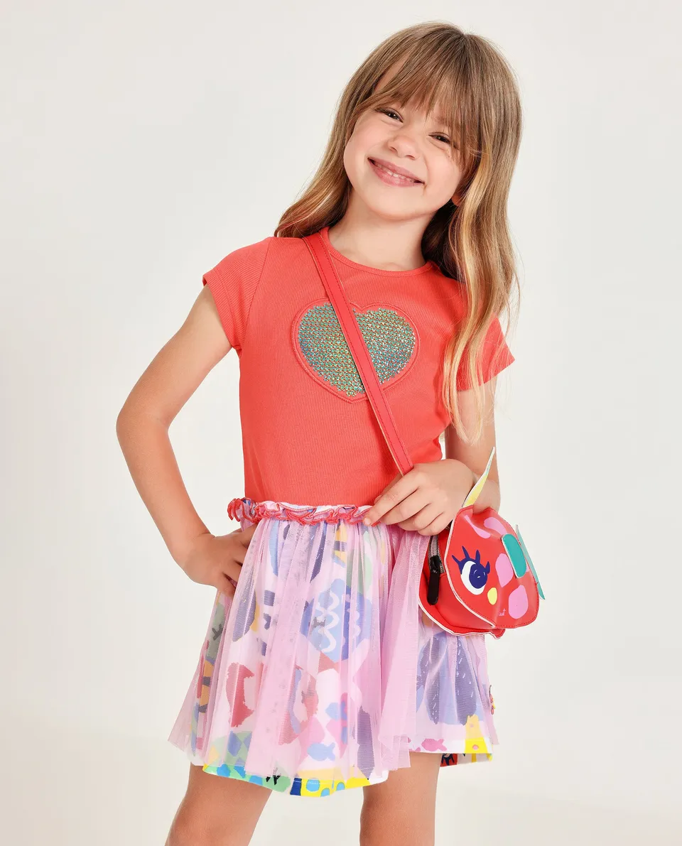 TucTuc Vestiti Vestito Maglia Bambina Rosso Cuore Paillettes