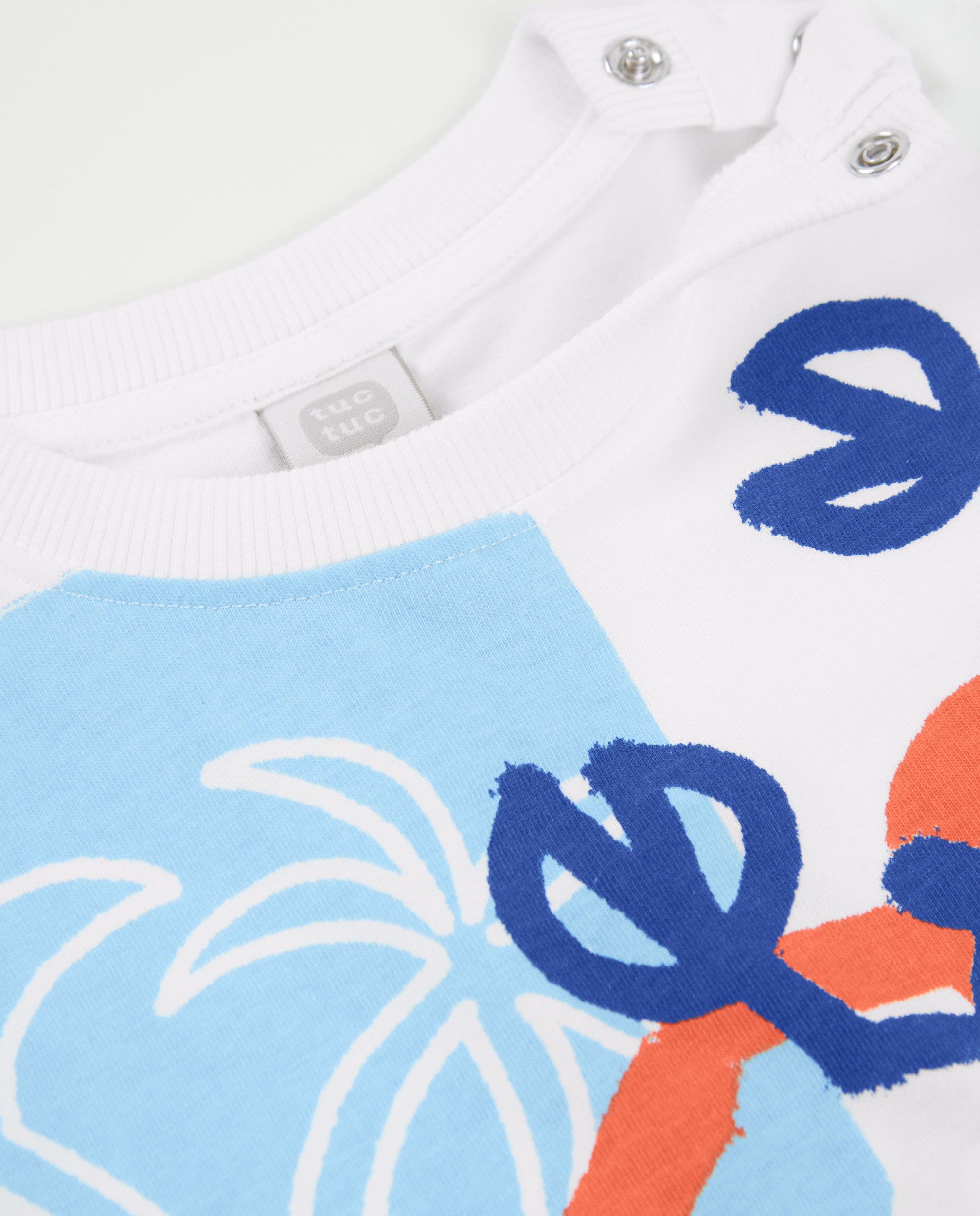 TucTuc Magliette T-Shirt Bambino Bianca Stampa Bottoni